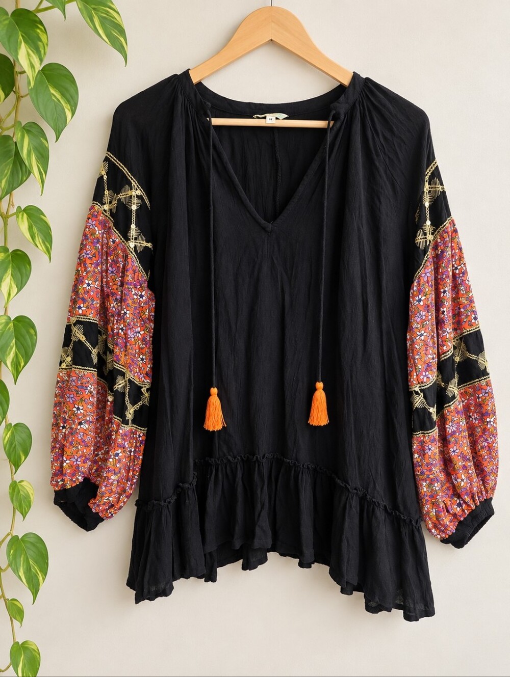 Anandas Collection Black Boho Blousw